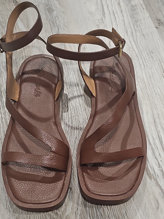 Madewell Shoes - Madewell Brown Leather Strappy Ankle Flat Sandals